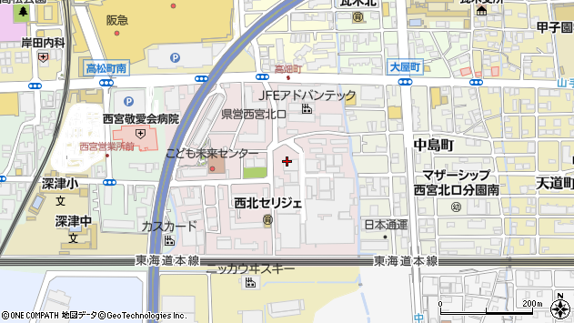 〒663-8202 兵庫県西宮市高畑町の地図