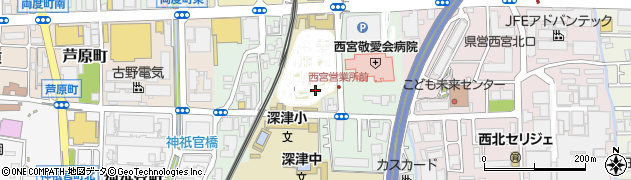 兵庫県西宮市深津町周辺の地図