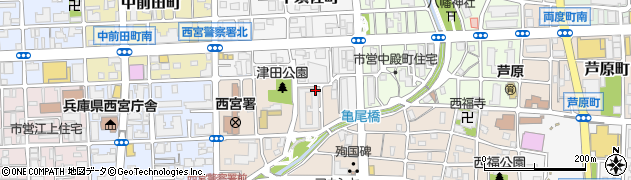 兵庫県西宮市津田町周辺の地図