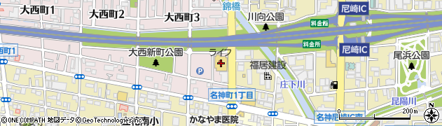 キャンドゥライフ尼崎大西店周辺の地図