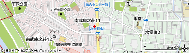 尼崎南武庫之荘十一郵便局周辺の地図