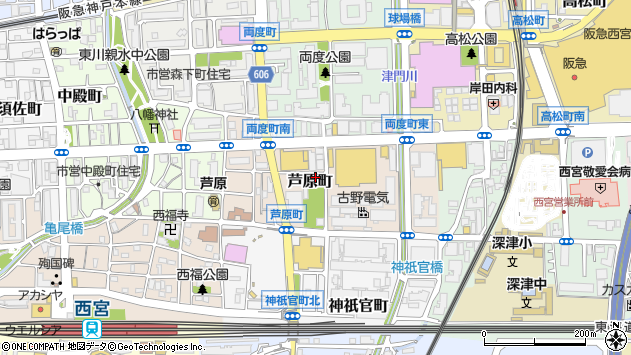 〒662-0842 兵庫県西宮市芦原町の地図