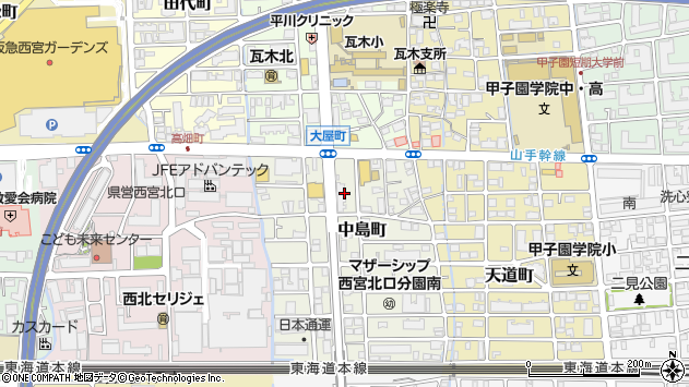 〒663-8105 兵庫県西宮市中島町の地図