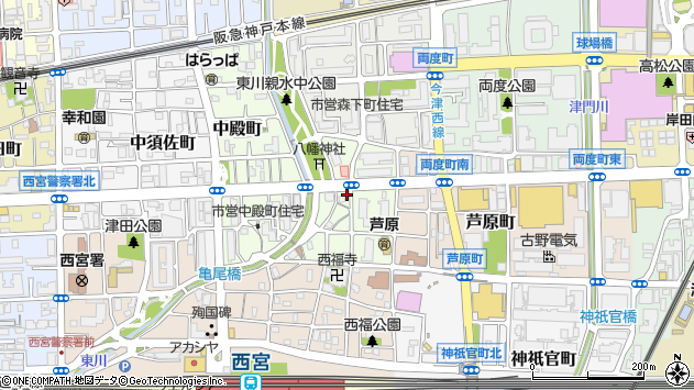 〒662-0845 兵庫県西宮市神明町の地図