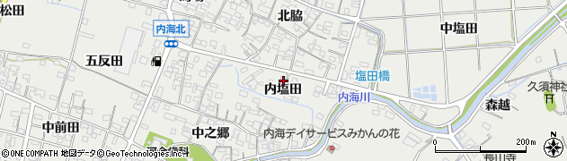 愛知県南知多町（知多郡）内海（内塩田）周辺の地図