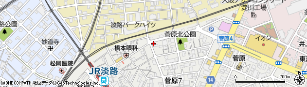 東淀川菅原七郵便局周辺の地図