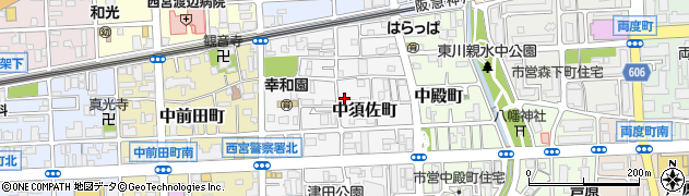 兵庫県西宮市中須佐町周辺の地図