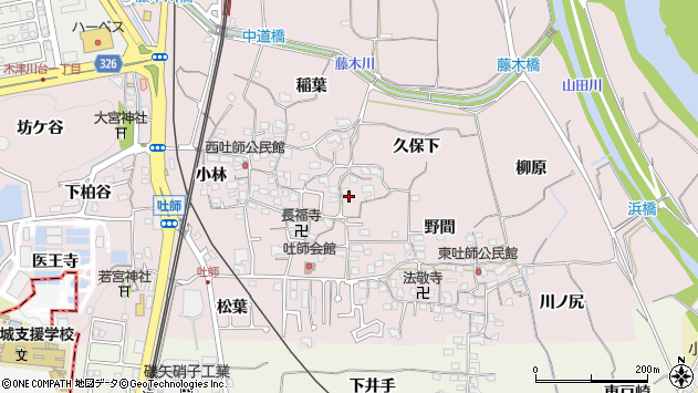 〒619-0221 京都府木津川市吐師の地図