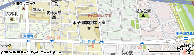 甲子園学院本部事務局周辺の地図