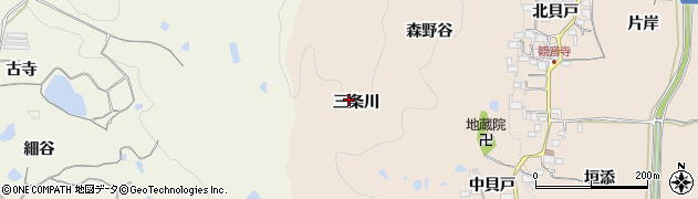 京都府木津川市加茂町観音寺（三条川）周辺の地図