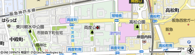 兵庫県西宮市両度町周辺の地図
