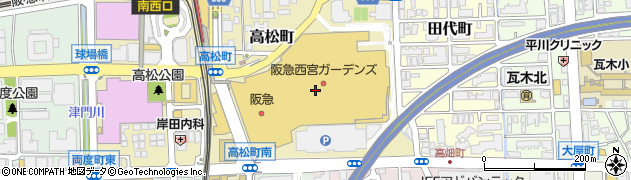 阪急西宮ガーデンズ　本館４階スカイガーデン　木の葉のステージ周辺の地図