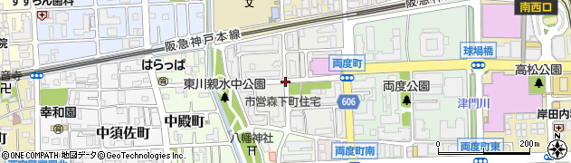 兵庫県西宮市森下町周辺の地図
