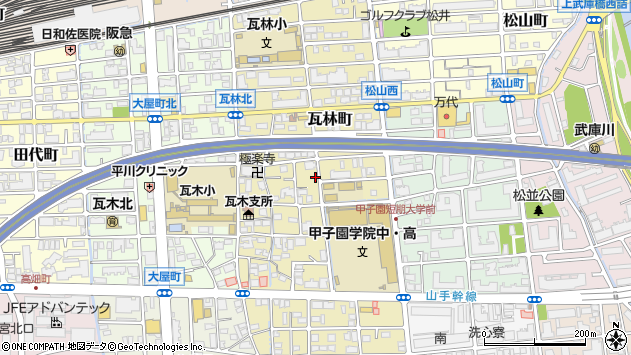 〒663-8107 兵庫県西宮市瓦林町の地図