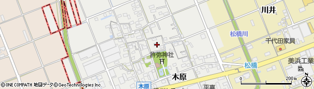 静岡県袋井市木原周辺の地図