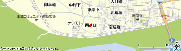京都府木津川市山城町上狛（西ノ口）周辺の地図