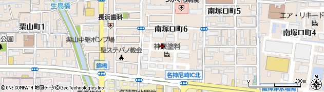 兵庫県尼崎市南塚口町6丁目周辺の地図