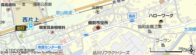 岡山県備前市周辺の地図