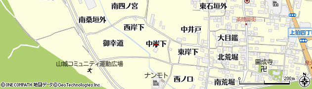 京都府木津川市山城町上狛（中岸下）周辺の地図