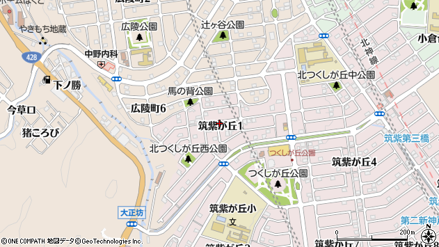 〒651-1212 兵庫県神戸市北区筑紫が丘の地図