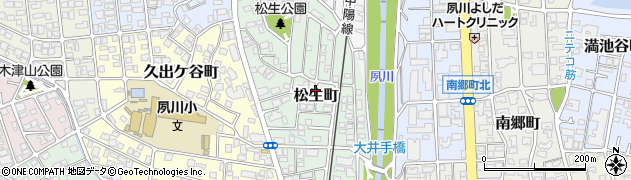 兵庫県西宮市松生町周辺の地図