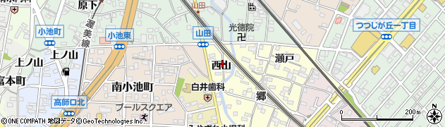 愛知県豊橋市山田町西山周辺の地図