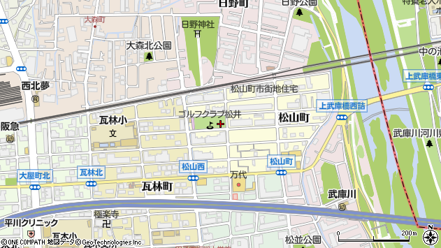 〒663-8101 兵庫県西宮市松山町の地図