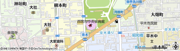 西宮市立中央体育館周辺の地図
