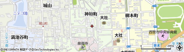 兵庫県西宮市神垣町周辺の地図