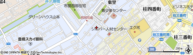 愛知県豊橋市牟呂町東里周辺の地図