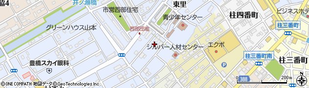 愛知県豊橋市牟呂町（東里）周辺の地図