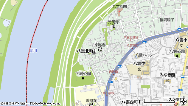 〒570-0008 大阪府守口市八雲北町の地図