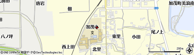 京都府木津川市加茂町里東上田周辺の地図