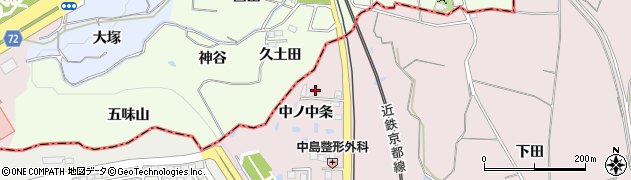 京都府木津川市吐師（中ノ中条）周辺の地図