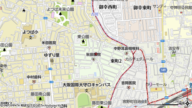 〒570-0013 大阪府守口市東町の地図