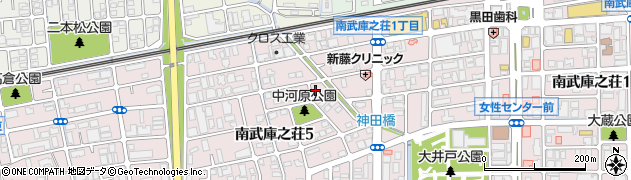 兵庫県尼崎市南武庫之荘5丁目周辺の地図