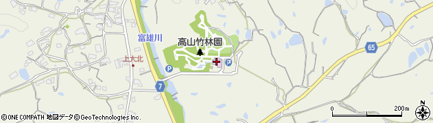生駒市立　高山竹林園周辺の地図