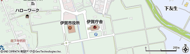 三重県伊賀庁舎　伊賀児童相談所周辺の地図