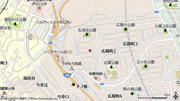 〒651-1213 兵庫県神戸市北区広陵町の地図