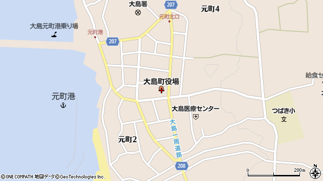 〒100-0100 東京都大島町（以下に掲載がない場合）の地図