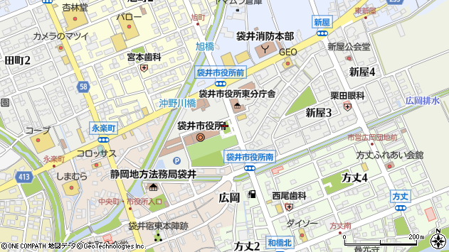 〒437-0013 静岡県袋井市新屋の地図