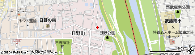 兵庫県西宮市日野町周辺の地図