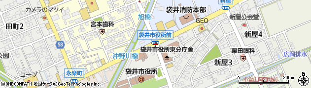 袋井市役所前周辺の地図