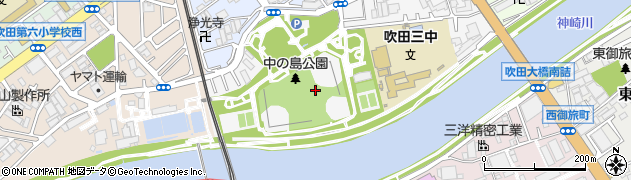 大阪府吹田市中の島町周辺の地図