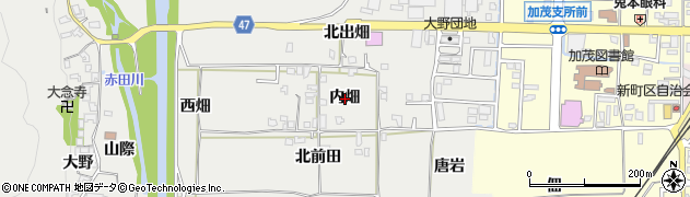 京都府木津川市加茂町大野（内畑）周辺の地図