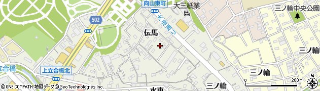 愛知県豊橋市向山町（伝馬）周辺の地図