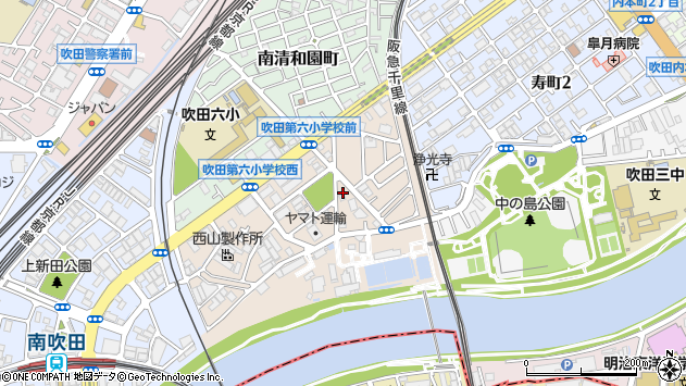 〒564-0037 大阪府吹田市川岸町の地図