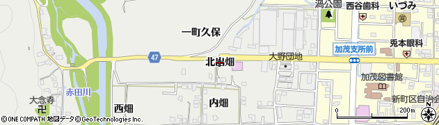 京都府木津川市加茂町大野（北出畑）周辺の地図