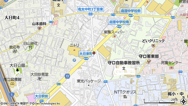 〒570-0016 大阪府守口市大日東町の地図