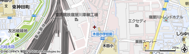 大阪府寝屋川市木田元宮周辺の地図